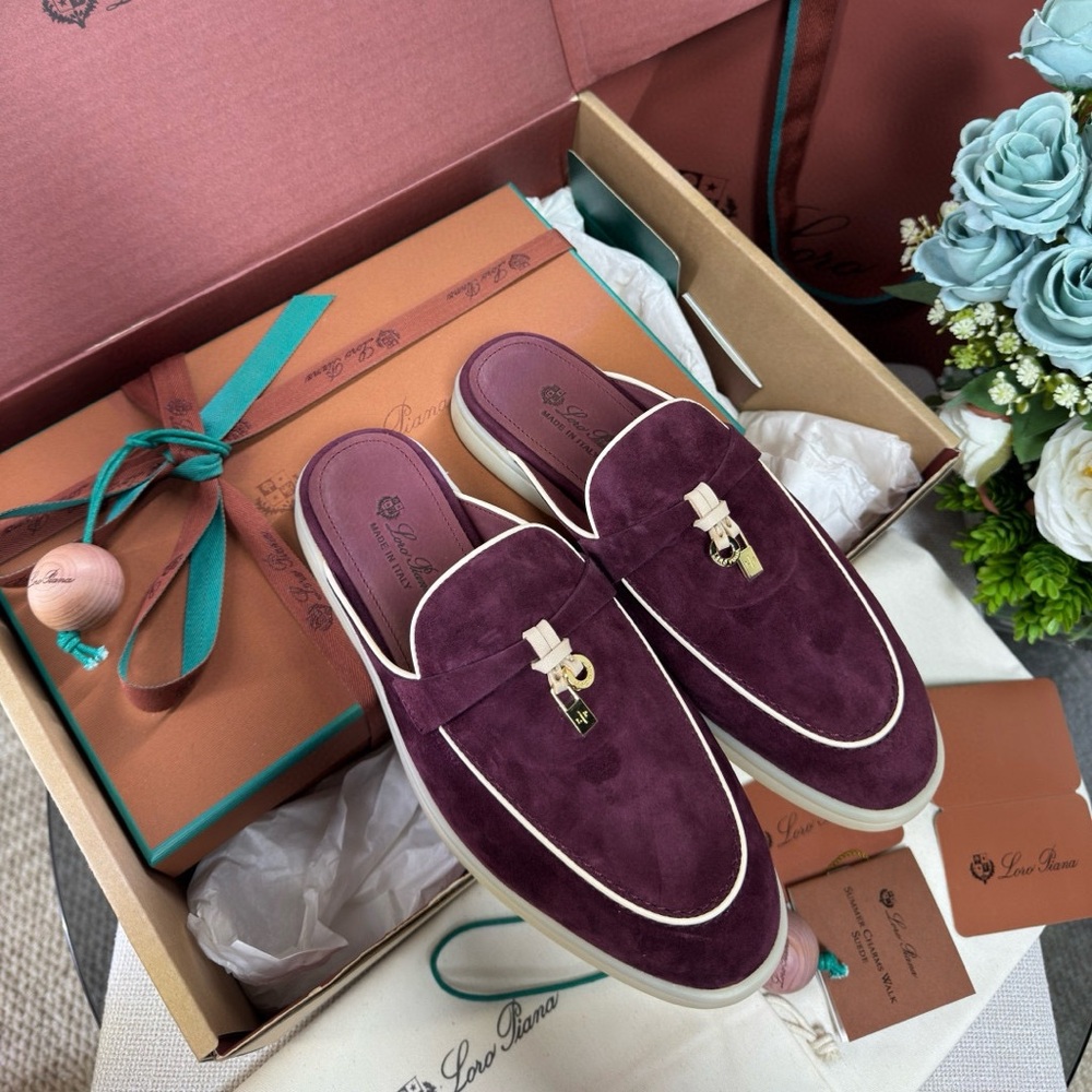 Loro Piana Purple Suede Women’s Loafers
